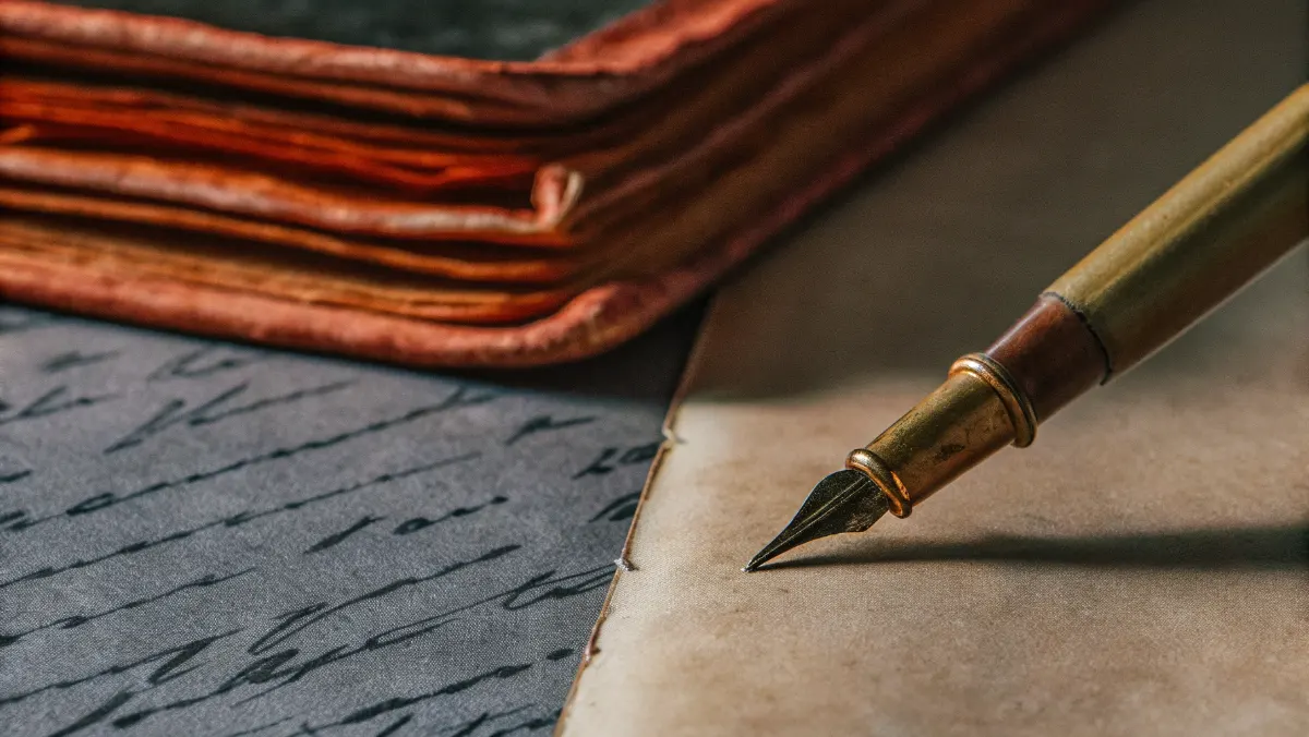 Close-up of an 1800s handwritten land deed with quill pen script on aged parchment paper