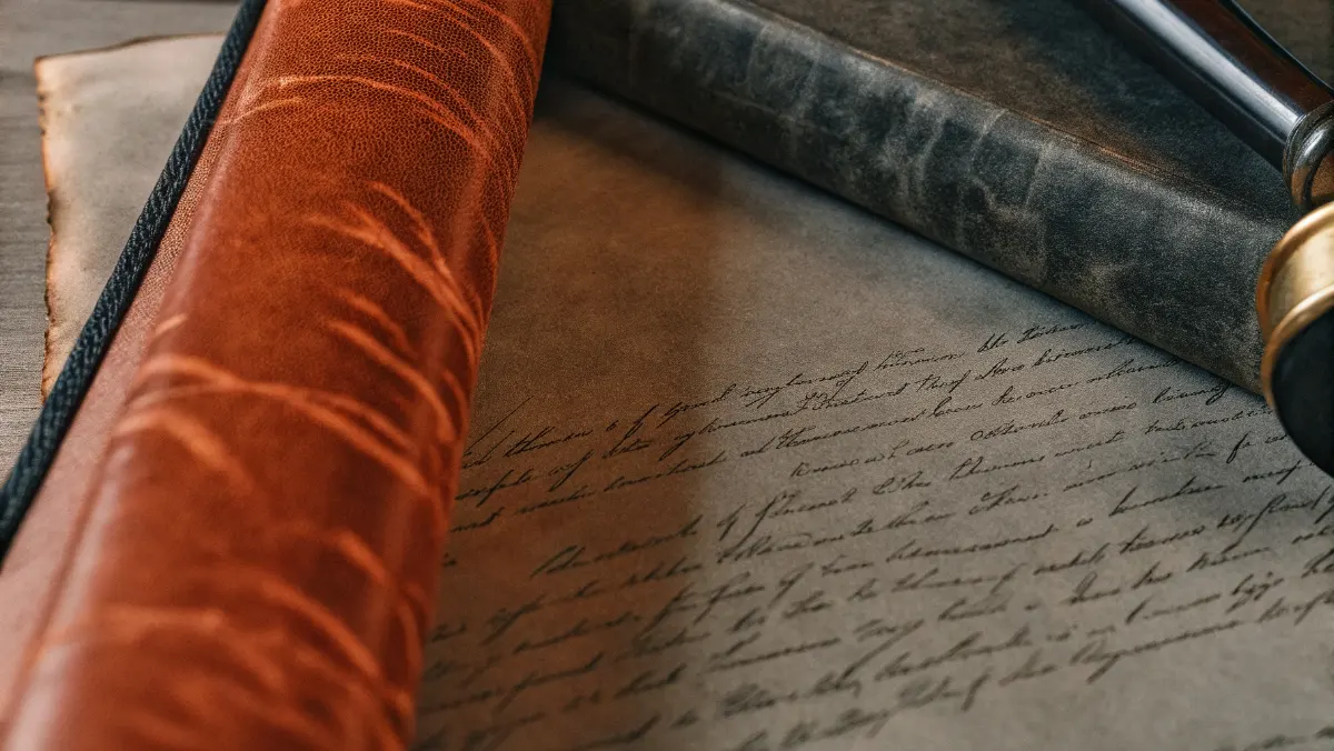 Close-up of 1800s handwritten land deed showing period script and legal terminology